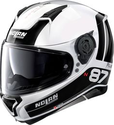 the helmet is white and black