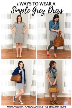 Simple Dresses Formal, Simple Grey Dress, Fashion For Moms, Style Tricks, Capsule Wardrobe Planning, Fashion Mom