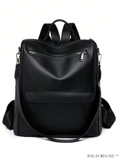 BagForLove - High-Capacity PU Classic Backpack with Zipper - Ideal for Women Black Large Capacity Backpack For Errands, Trendy Black Backpack For Errands, Large Capacity Black Backpack For Errands, Black Casual Backpack For Errands, Casual Black Backpack For Errands, Casual Leather Backpack With Zipper Closure For Errands, Casual Leather Backpack With Zipper For Errands, Black Backpack With Ykk Zipper, Versatile Black Backpack With Ykk Zipper