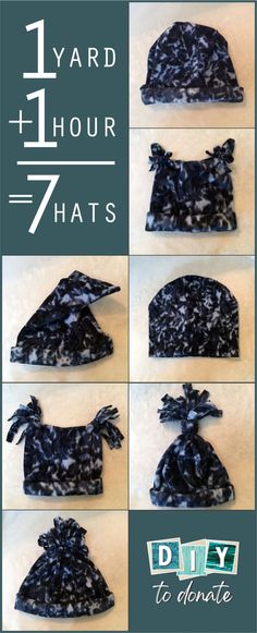 the instructions for how to sew a beanie hat with one hour hats on it