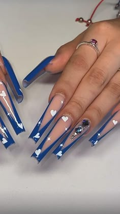 Blue Valentine Nails, Valentine Nails Design, Acrylic Application, Bubble Nails, Blue Valentine, Valentine Nails, Happy Nails