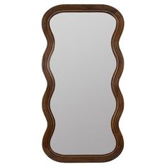 a mirror that is sitting on top of a table with a wooden frame around it