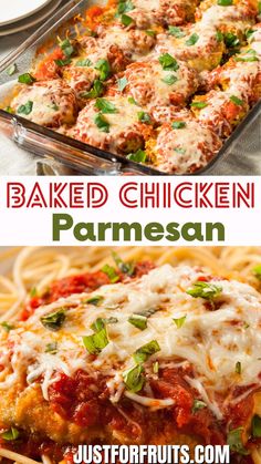 baked chicken parmesan casserole is an easy dinner recipe that's ready in less than 30 minutes