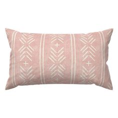 a pink and white pillow on a white background