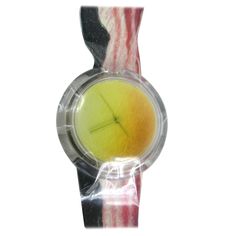 1991 Bonjuhr Artist Series Swatch watch #334/9999. Never worn or taken out of package. Bonju(h)r is a strip of bacon curly and striped and then crisping at the wrist. Watch is still in original Vacuum plastic package, I purchased these at the original SWATCH event that was held at Dean & DeLuca in Soho NYC, and they been stored away since 1991. Hofkunst set the classic watch format aside and instead fashioned organic, eye-tricking, sculptural watches that look as if they are made out of food. Th Dean Deluca, Eye Tricks, Soho Nyc, Swatch Watch, Classic Watches, Samsung Gear Watch, Omega Watch, Soho, Dean