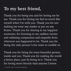 the poem to my best friend, thank you for being you and for letting me be me