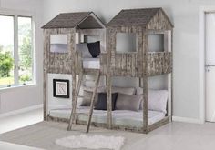 Colton Fort Bunk Bed Custom Kids Furniture Safe Bunk Beds, Dirty White, Box Springs, Top Beds, Twin Bunk Beds, Kids Bunk Beds, Twin Mattress, Kids' Bed, Rustic White