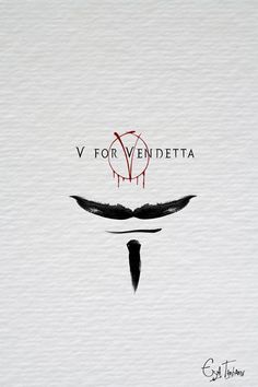 the logo for v for vendetta is shown in black and red on white paper