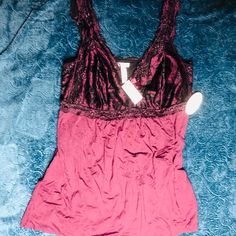 Soma Intimates Purple & Black Lace Nightie: Large Measurements Are 27.5” In Width From Shoulder To The Bottom Hemline, 18” In Width At The Underarm, 16” In Width At The Waist And 16” From The Waist To The Bottom. Purple Camisole Top For Loungewear, Purple Stretch Sleepwear For Pajama Party, Fitted Purple Sleepwear For Pajama Party, Purple Camisole Sleepwear For Loungewear, Purple Camisole Sleepwear For Night, Purple Camisole Loungewear, Fitted Purple Sleep Top, Purple Camisole Sleepwear For Bedtime, Purple Lace Trim Party Sleepwear