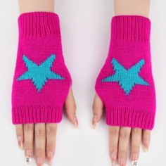 Keep your hands and wrists warm this winter with these gorgeous star print fingerless gloves in a vibrant hot pink. A stylish and practical way to wear gloves through Autumn and Winter. Colour: Hot Pink & Blue Material: 100% Acrylic Gift wrapped and well packaged for safe delivery. Villain Accessories, Decora Accessories, Batman Villain, Printed Gloves, Silly Clothes, Winter Gloves, Pink Collar, Pink Stars, Star Patterns