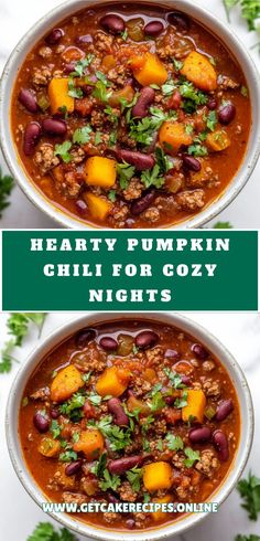 Pumpkin Chili Venison Pumpkin Chili, Best Fall Chili Recipe, Pumpkin Chili Instant Pot, Canned Pumpkin Recipes Dinner, Fall Chili Recipes, Bacon Chili Recipe, Harvest Chili, Chuck Roast Chili, Easy Fall Dinner Ideas