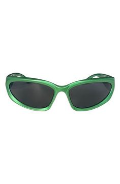 Polarized lenses mean color-true clarity in smart sunglasses that fuse form and function. Includes transparent travel case and microfiber cloth 72mm lens width; 21mm bridge width; 122mm temple length 100% UV protection Polycarbonate Imported Futuristic Polarized Sunglasses For Outdoor Use, Modern Green Polarized Shield Sunglasses, Green Mirrored Sunglasses In Plastic, Modern Green Tinted Shield Sunglasses, Green Anti-reflective Polycarbonate Sunglasses, Green Polycarbonate Sunglasses With Uva Protection, Functional Green Sunglasses With Uv Protection, Modern Green Sunglasses With Anti-reflective Coating, Modern Green Shield Sunglasses With Uva Protection