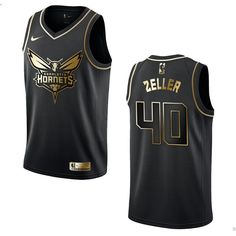 Charlotte Hornets 40 Cody Zeller Golden Edition Black 3D Jersey Charlotte Hornets Jersey, Hornets Jersey, Malik Monk, Tony Parker, Lonzo Ball, Charlotte Hornets