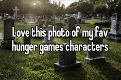 a cemetery with the words love this photo of my fav huge games characters