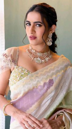 Blouse Neck Designs Latest Fancy, Blouse Designs Latest Front Neck, Modern Saree Blouse, Bride Blouse, Bridal Choli, Niharika Konidela