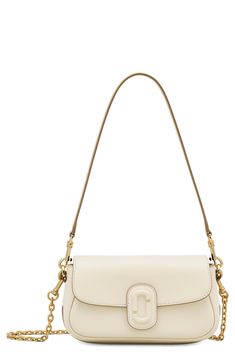 A tonal double-J logo details the flap of this leather shoulder bag you can carry on a gleaming chain or sling over your shoulder with the sleek leather strap. Magnetic-snap flap closure Removable shoulder strap; removable chain strap Interior wall pocket Twill lining Leather Imported Cream Bag Aesthetic, Marc Jacobs J Bag, Classic Shoulder Bag With Branded Hardware And Flap, Classic Flap Bag With Adjustable Strap For Everyday Luxury, Classic Luxury Flap Bag With Adjustable Strap, Elegant Flap Shoulder Bag With Branded Hardware, Chic Everyday Luxury Flap Bag, Classic Double Flap Bag With Branded Hardware, Everyday Luxury Flap Bag