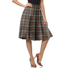 Fergusson Weathered Tartan Plaid Ladies SkirtProduct Details: Made from Polyester, soft and comfortable. Fit and flare fit, fully customizable. Sizes: XS,S,M,L,XL,XXL,XXXL. Hand wash in cold water only. Designs imprinted using an advance heat sublimation technique. Have a nice day! Fitted A-line Brown Bottoms, Casual Fitted Full Skirt, Fitted Full Skirt In Plaid, Fitted Full Brown Pleated Skirt, Fitted Full Pleated Brown Skirt, Flowy Plaid Skirt, Fitted Plaid Midi Skirt, Fitted Knee-length Plaid Bottoms, Casual A-line Plaid Skirt