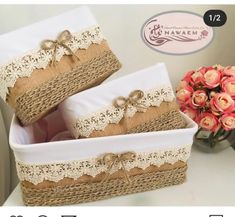 سلات تنظيم Storage Baskets Diy, Cardboard Box Crafts, Jute Crafts, Fabric Christmas Ornaments Diy, Rope Crafts Diy, Diy Craft Room, Diy Basket, Diy Garden Furniture, Christmas Ornaments Diy