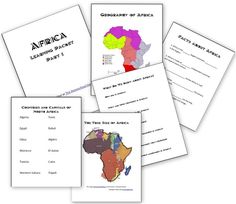 four different maps are shown with the names of countries on them, including africa and south africa