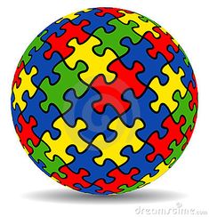 a colorful puzzle ball on a white background