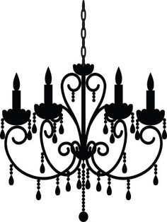 a black chandelier with candles and beads hanging from it's center, on a white background