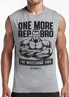 One More Rep, Bro! Muscle Tank Top, Sleeveless Workout Shirt, Lifting Shirt, Gym Shirt Enhance Your Workout: Whether you are a gym enthusiast or you want to showcase your biceps with style, the Gymish Lifestyle men's novelty muscle tank tops are the way to go! These sleeveless shirts for men are both comfortable and stylish, ideal for making your training more enjoyable and fun! High-Quality Materials: The gym tank tops for men are designed, decorated and sent to you from Detroit, MI, USA, made with attention to detail and high-quality cotton. The mens tank tops are resistant but also breathable and soft, blending durability and comfort to a new level. Funny Graphic Tees: What makes the Gymish Lifestyle funny workout muscle tank tops for men stand out are the motivational sayings and origi Sporty Sleeveless T-shirt With Letter Print, Stretch Sleeveless T-shirt With Graphic Print, Stretch Sleeveless Vest With Letter Print, Sleeveless Graphic T-shirt For Sports Events, Moisture-wicking Sleeveless Muscle Tee, Moisture-wicking Sleeveless Tank Top, Cotton Sleeveless Sports Vest, Sleeveless Graphic Gym Tops, Sleeveless Athleisure Tank Top For Sports Events