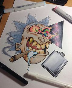 Trippy Drawings, Trippy Painting, Rick Y Morty, Graffiti Drawing, Dope Art, Hippie Art