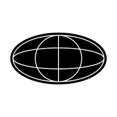 a black and white image of a globe with lines on it's side, in the shape of a circle