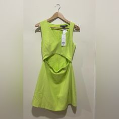 French Connection Brand New Dress | Never Worn _ Size 8 Green Cutout Spring Dress, Spring Green Mini Dress With Cutout, Green Cutout Mini Dress For Spring, Mink Dress, Yellow Mini Dress, French Connection Dress, Mini Sheath Dress, Strappy Dresses, Short Sleeve Mini Dress