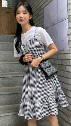 Shirt Under Dress Outfit, Gingham Dress Outfit, Plaid Dress Outfit, Shirt Under Dress, Cute Dress Outfits, Casual Day Outfits, Modest Clothing, Easy Trendy Outfits, Summer Dress Outfits