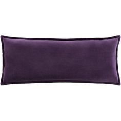 a purple pillow with black piping on the front and bottom, sitting against a white background