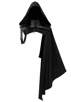 PRICES MAY VARY. Package includes: 1x Medieval Half Cape Shoulder Shawl with Hood Quality Material: Polyester + Faux leather. Lightweight, skin friendly and sturdy Easy to Wear: Renaissance Shoulder Cape has a adjustable strap to keep it in place and not slipping and lace up for a comfortable fit Vintag black Goth hooded cape Single Shoulder Shawl: ideal for Halloween, renn faire, LARP, dress up evenings, costume parties, masquerade,a great addition to renn faire costume, completing your cool pi Steampunk Elf Costume, Dnd Cape Design, Snow White Huntsman Costume, Layered Witch Outfit, Goth Dnd Outfit, Assasin Ren Faire, One Shoulder Cape Pattern, Single Shoulder Cape, Goth Evening Dress