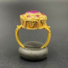 The Beautiful Antique Gold Ring Probably From South East Regions. Beautiful Ruby Light Gems Stone Is Place In The Ring. Size Details Pictures Are Listed Above. The Size Of This Ring Is USA 7. The Weight Is 8.11 Grams. 18 karat Gold .Test Certificate Available On Request Of Customer. Free And Fast Shipping World Wide. Ancient Gold Ring, Antique Gold Ring, Antique Gold Rings, Ring Ruby, Green Jasper, Jasper Necklace, Details Pictures, Carnelian Beads, South Asia