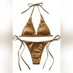 Fabric Is Very Stretchy, Soft And Comfortable Knot Tied Style Two Piece Brazilian Bikini Swimwear Perfect For Vacations, Swimming, Spa, Bathing, Pool, Beachwear, Etc Sexy Triangle Bralette With Removable Paddings. High Cut Bikini Bottom Swimming Spa, Two Piece Swimsuit, Triangle Bralette, Summer Bikinis, Color Dorado, Mini Dress With Sleeves, High Cut, Uganda, Look Fashion