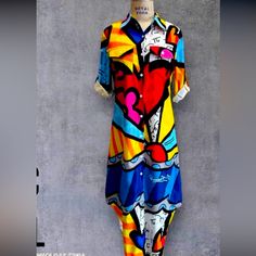 Multicolored Dress Red Graphic Print Dress For Spring, Multicolor Graphic Print Dress For Day Out, Retro Multicolor Dress With Bold Print, Bold Multicolor Beach Dress, Vibrant Red Dress With Abstract Print, Bold Multicolor Summer Dresses, Bold Multicolor Spring Dresses, African Maxi Dress Ankara, Multicolored Dress