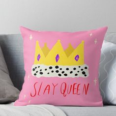 Super soft and durable 100% spun polyester Throw pillow with double-sided print. Cover and filled options. Cute crown drawing with text. Created digitally with Adobe Fresco. Cute Crown Drawing, Cute Crown, Queen Pillow, Crown Drawing, Velvet Pattern, Adobe Fresco, Slay Queen, Queen Crown, Throw Pillow Cases