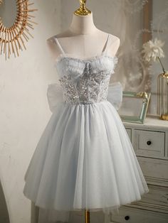 Gray Homecoming Dress, Hoco Dress Short, Grey Homecoming Dress, Sequin Homecoming Dress, Formal Dresses Graduation, Blue Tulle, Short Homecoming Dress