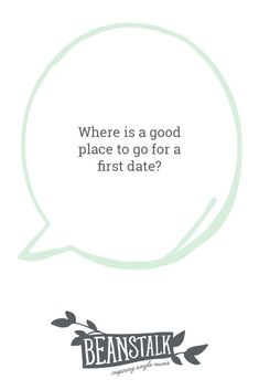 a speech bubble that says where is a good place to go for a first date?