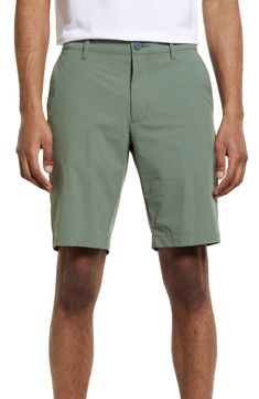 A smart, stretchy blend means flexible comfort in easygoing shorts that are ideal for 18 holes or just a casual day out. 10" inseam; 20" leg opening; 10" front rise; 16" back rise (size 32) Zip fly with button closure Slant pocket; on-seam zip pocket; back welt pockets 78% nylon, 13% spandex, 9% polyester Machine wash, tumble dry Imported Tommy Bahama, Welt Pockets, Cargo Shorts, Zip Pockets, Jade, Nordstrom, Spandex