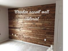 an empty room with wood accent wall and white walls that say, wooden accent wall memorial