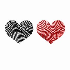 two fingerprints in the shape of heart and one has a finger print on it