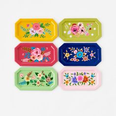 Floral Trinket Tray - 6 Color Options, Shop Sweet Lulu Kids Dining, Floral Plates, Functional Decor, Paint Supplies, Metal Trays, Gifts Cards, Trinket Tray, Monogram Gifts, Paper Goods