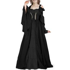 PRICES MAY VARY. Elastic Fabric: 15% cotton, 85% poly and blend Style: Long Flare Sleeve, Floor Length, Off Shoulder, Elastic Waist, Comfortable, Medieval Long Dress for Women, Vintage Masquerade Party Dress Feature: With 2 wide ruffles, elasticized neckline and sorceress sleeves. Front lace-up, shoulder ties and back laces. Irish over costumes dress with lovely trim. Occasion: Great for Medieval Weddings, Cosplay,renaissance,Theatrical Show, Theme Party, etc Refer to Reminisce size chart in lis Masquerade Party Dress, Middle Ages Dress, Vintage Masquerade, Masquerade Party Dresses, Medieval Gown, Long Dress For Women, Warrior Outfit, Medieval Wedding, Over Dress