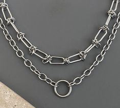 🟣HANDMADE in California, QUALITY materials 🟣This stylish necklace set adds the perfect CHUNKY-BOLD touch to any outfit! 🟢CHAIN:  -stainless steel (WATERPROOF, non-tarnish) -TWO SEPARATE NECKLACES -14 inch and 16 inch, OR -16 inch and 18 inch (average neck size), OR -18 inch and 20 inch, OR -20 inch and 22 inch  -see Sizing Chart photo -Need a longer/looser fit? See NECKLACE EXTENDERS in Main Menu (1123)(tmu,o-link,toggle)(MCact6:350,2,25,25/PR23/PC38+4FS) Street Punk, Chunky Chain Necklaces, Necklace Extender, Tarnished Silver, Main Menu, Punk Grunge, Stylish Necklace, Jewelry Studio, Grunge Goth