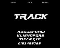 a black and white typeface with the letters track