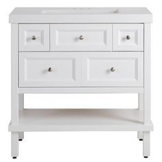 Ashland 37 in. W x 37 in. H x 19 in. D Bathroom Vanity in White with Vanity Top in White with White Sink - Super Arbor 36 Inch Vanity, Granite Vanity Tops, Cultured Marble Vanity Top, Beach Bathroom, Bathroom Remodels, Glacier Bay, White Marble Countertops, Marble Vanity Tops, Powder Rooms