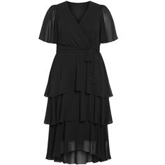 Make them swoon with the Nicola Dress. Exhibiting a faux wrap V-neckline to complement your curves, and a fabric tie waist for a figure-enhancing look, the tiered skirt adds a graceful element to your outfit every time. Key Features Include:- Faux wrap V-neckline- Short flutter sleeves- Elasticated waistline - Fabric tie waist detail - Belt loops- Lined- Tiered ruffle skirt- Midi lengthPair with gold metallic heels and statement earrings for a night out on the town.Outer: 100% polyesterLining: 1 Chic Layered Formal Dresses, Fitted Belted Tiered Dresses, Chic Tiered Skirt Dress With Tie Waist, Chic Tie Waist Tiered Skirt Dress, Chic Tie Waist Dress With Tiered Skirt, Chic Dresses With Tie Waist And Tiered Skirt, Elegant Fitted V-neck Tiered Dress, Elegant Tiered Midi Dress With Layered Hem, Elegant Layered Midi Dress