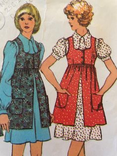 two women's aprons and dress sewing pattern