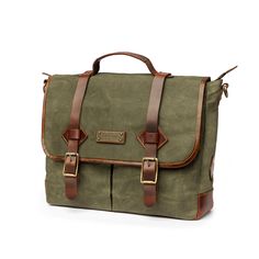 Waterproof 16" laptop and briefcase for men made from waxed canvas and leather, ideal for work - Sturdy, water-resistant, and highly durable - Exterior: 1 large zipper compartment | Detachable shoulder strap - Interior: 16" laptop compartment, 2 open pockets, 3 pen holders - Sustainably handmade from cotton and buffalo leather - Includes: 1 bag, 1 shoulder strap, and 1 dust bag Color: Forest-Green Weight: 1.3 kg Capacity: 14 Litre Dimensions in cm (HxLxB): 32 x 38 x 12 Material: Waxed canvas and Brown Waxed Canvas Laptop Bag With Waxed Finish, Classic Waxed Canvas Laptop Bag, Rectangular Canvas Briefcase With Waxed Finish, Classic Waxed Canvas Briefcase With Waxed Finish, Outdoor Waxed Canvas Laptop Bag With Waxed Finish, Outdoor Waxed Canvas Briefcase With Waxed Finish, Outdoor Waxed Canvas Briefcase, Business Briefcase With Luggage Sleeve In Waxed Canvas, Business Briefcase In Waxed Canvas With Luggage Sleeve