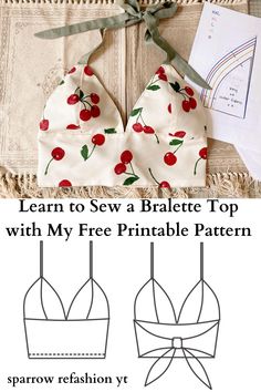 the bralet pattern is shown with instructions for how to sew it